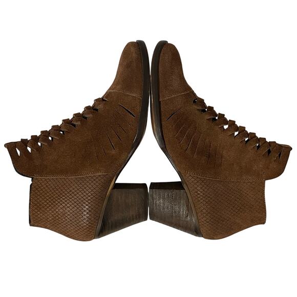Free People Ankle Booties Suede Block Heel Dark Brown Women's Size 7.5 - Picture 4 of 13
